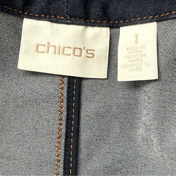 Chico's Sleeveless Concealed Full Front Button Denim Midi Vest Dress Blue Size 1 - Picture 3 of 8